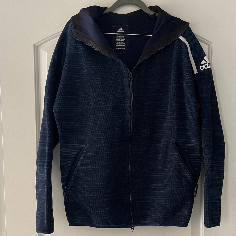 Adidas Dark Blue Hooded Jacket